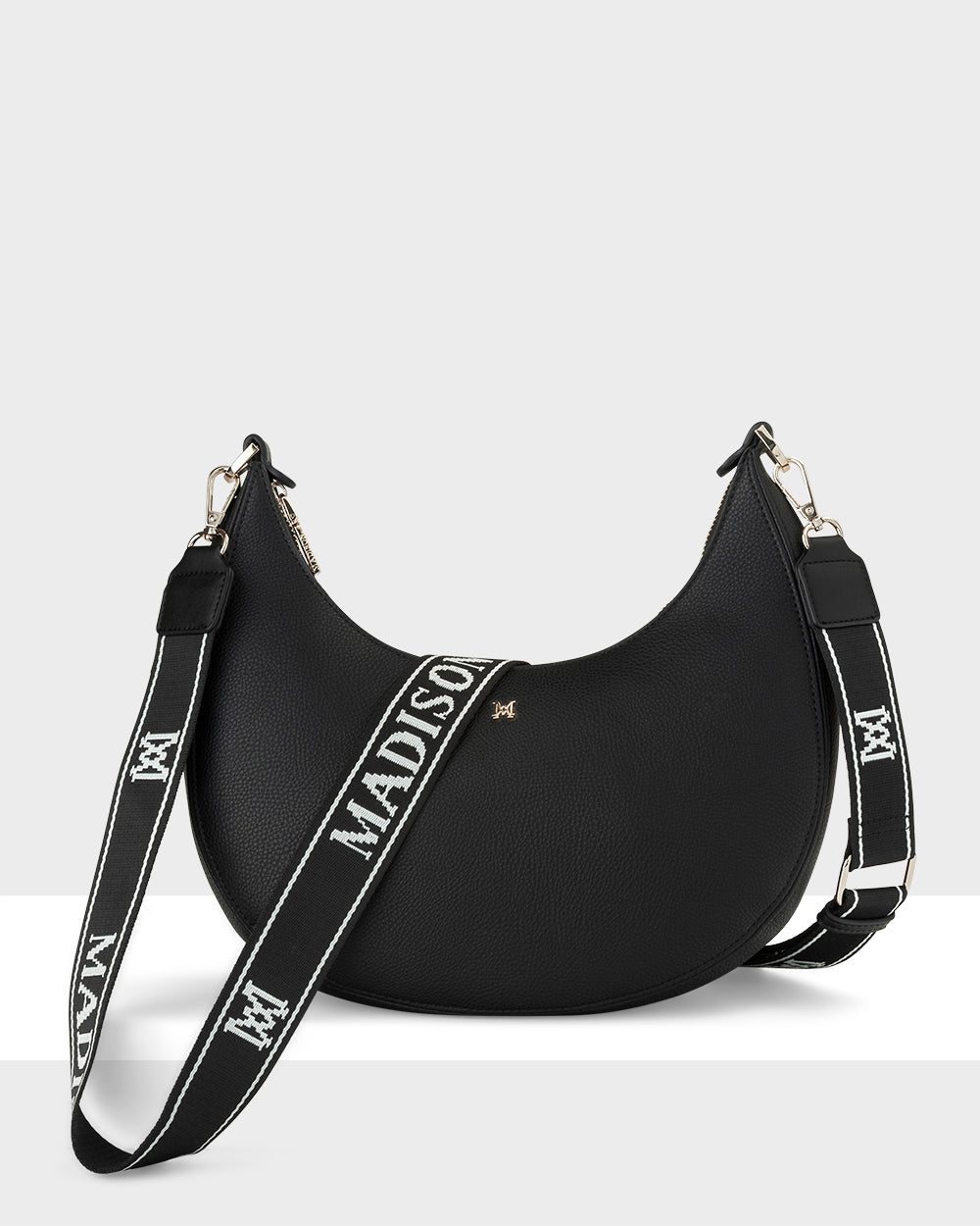 Pia Cresent Shoulder Bag With Crossbody Strap + Monogram Stripe Strap-Handbags-PEROZ Accessories