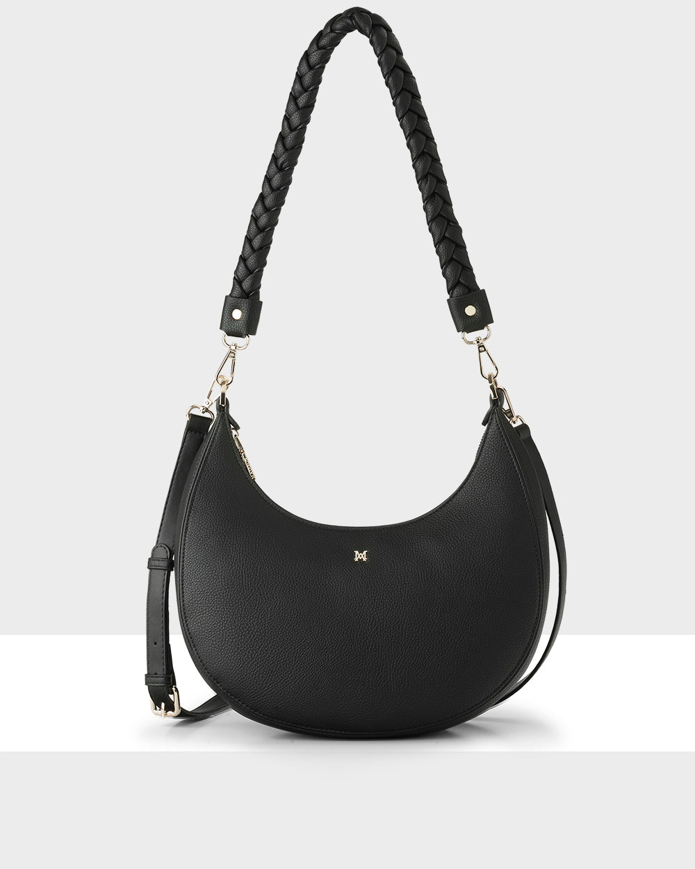 Pia Crescent Shoulder Bag With Crossbody Strap + Plait Strap-PEROZ Accessories