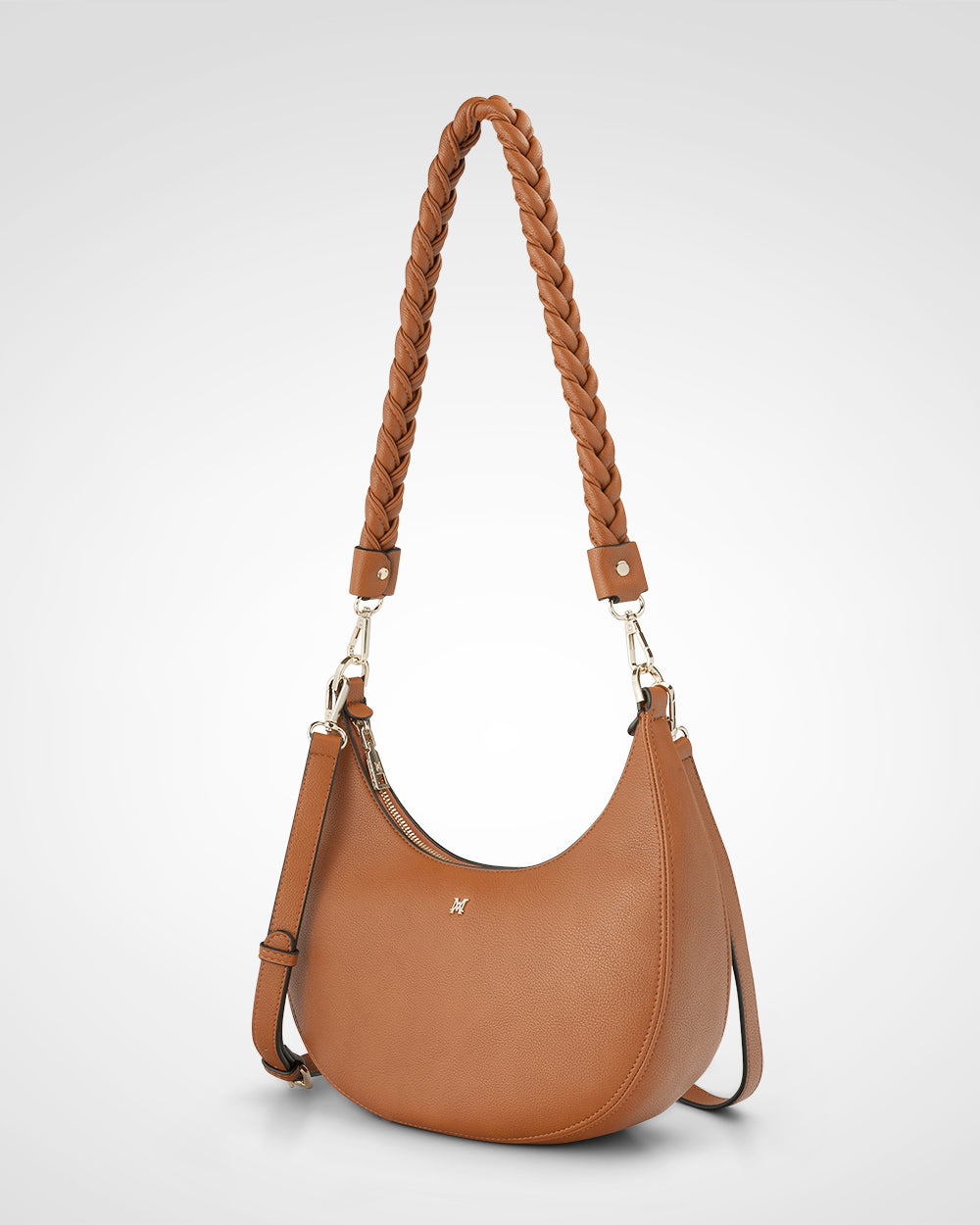 Pia Crescent Shoulder Bag With Crossbody Strap + Plait Strap-PEROZ Accessories