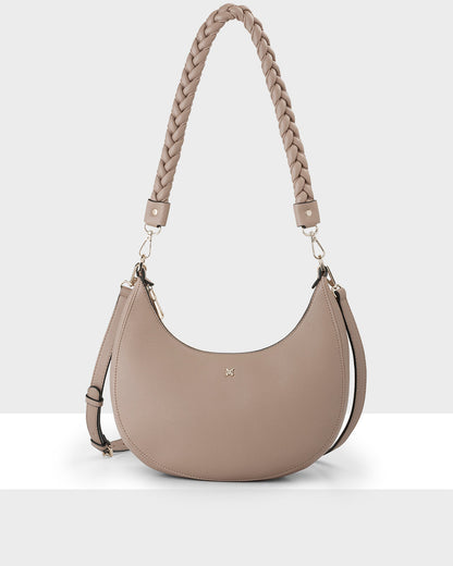 Pia Crescent Shoulder Bag With Crossbody Strap + Plait Strap-PEROZ Accessories