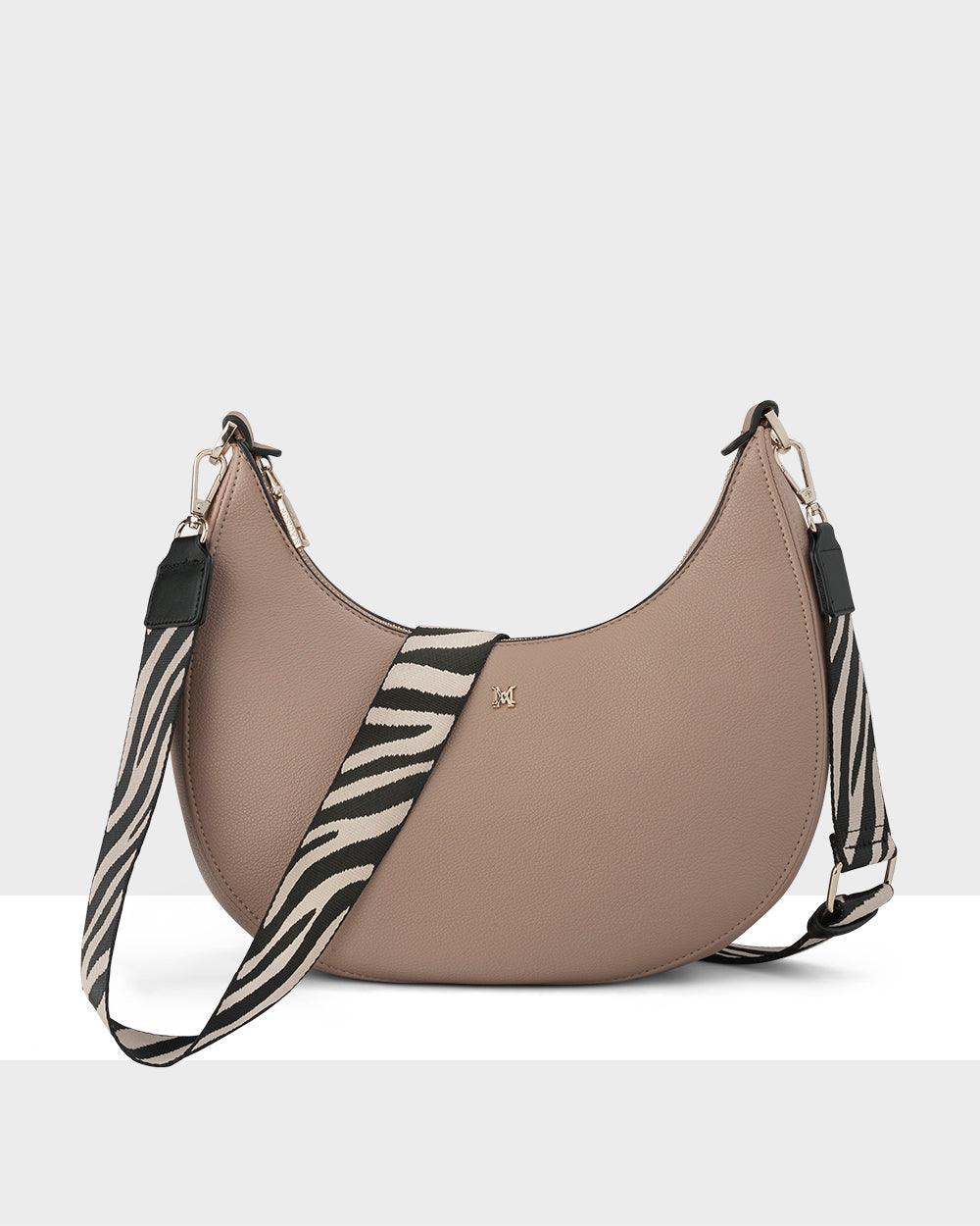 Pia Crescent Shoulder Bag With Crossbody Strap + Zebra Pattern Strap-PEROZ Accessories