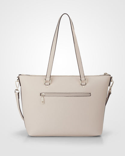 Vivian Medium Zip Top Tote With Monogram Strap-Handbags-PEROZ Accessories