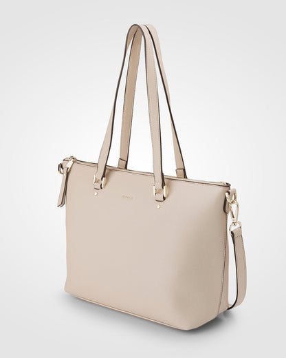 Vivian Medium Zip Top Tote With Monogram Strap-Handbags-PEROZ Accessories