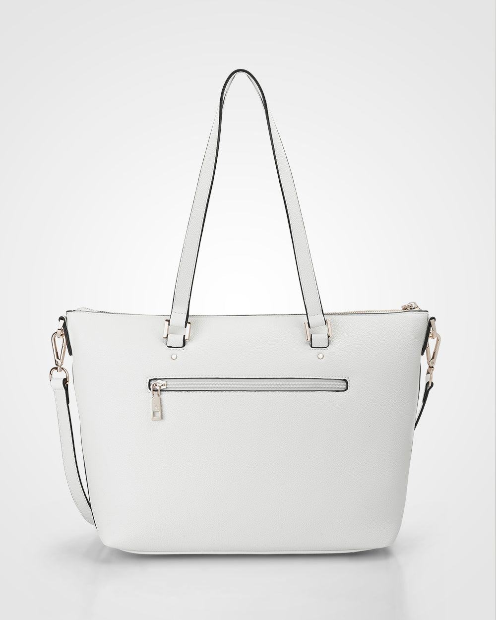 Vivian Medium Zip Top Tote With Metallic Stripe Strap-Handbags-PEROZ Accessories