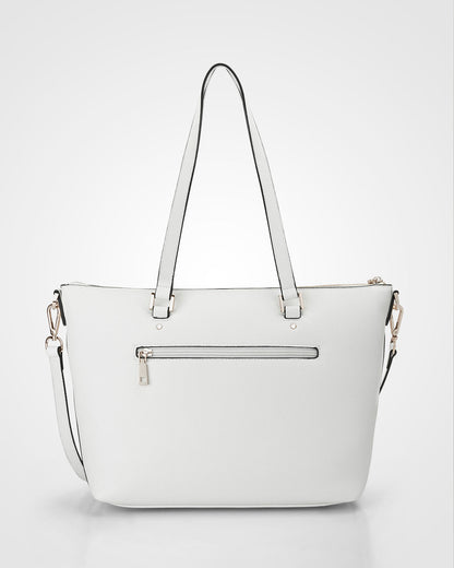 Vivian Medium Zip Top Tote With Metallic Stripe Strap-Handbags-PEROZ Accessories