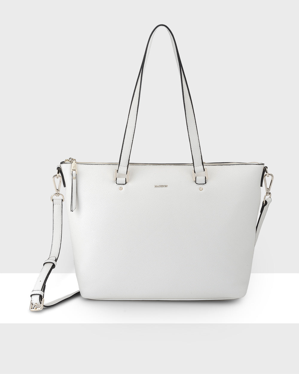 Vivian Medium Zip Top Tote With Metallic Stripe Strap-Handbags-PEROZ Accessories
