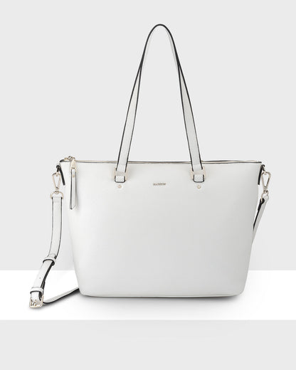 Vivian Medium Zip Top Tote With Metallic Stripe Strap-Handbags-PEROZ Accessories