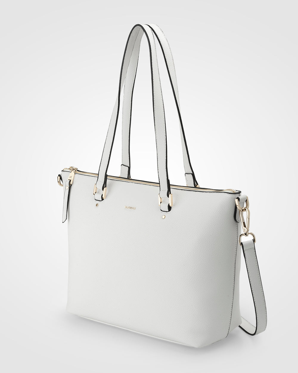 Vivian Medium Zip Top Tote With Metallic Stripe Strap-Handbags-PEROZ Accessories