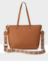 Vivian Medium Zip Top Tote With Aztec Strap-Handbags-PEROZ Accessories