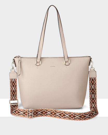 Vivian Medium Zip Top Tote With Aztec Strap-Handbags-PEROZ Accessories