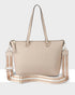 Vivian Medium Zip Top Tote With Metallic Stripe Strap-Handbags-PEROZ Accessories