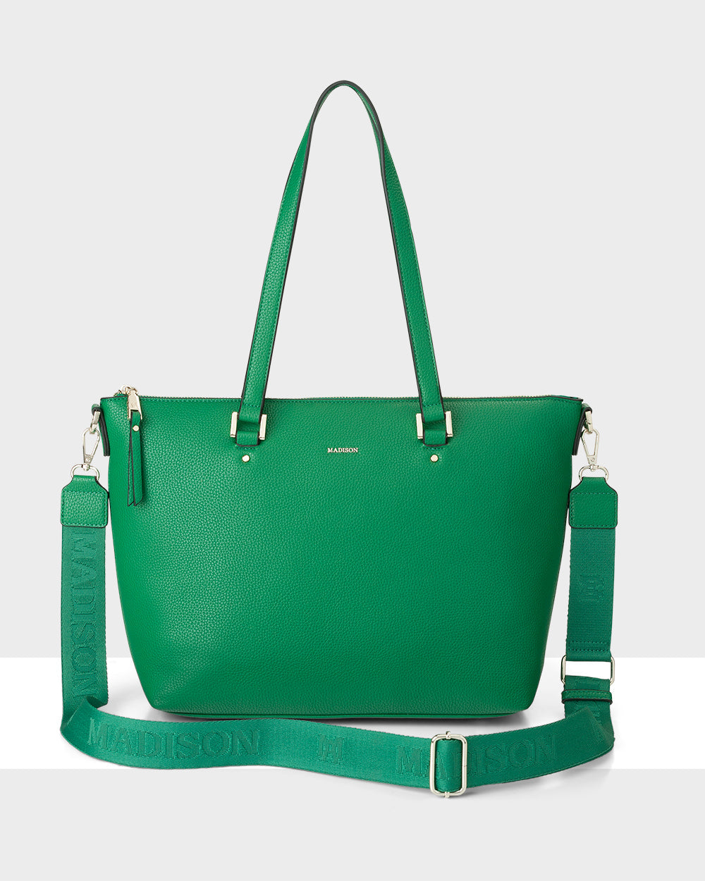 Vivian Medium Zip Top Tote With Monogram Strap-Handbags-PEROZ Accessories