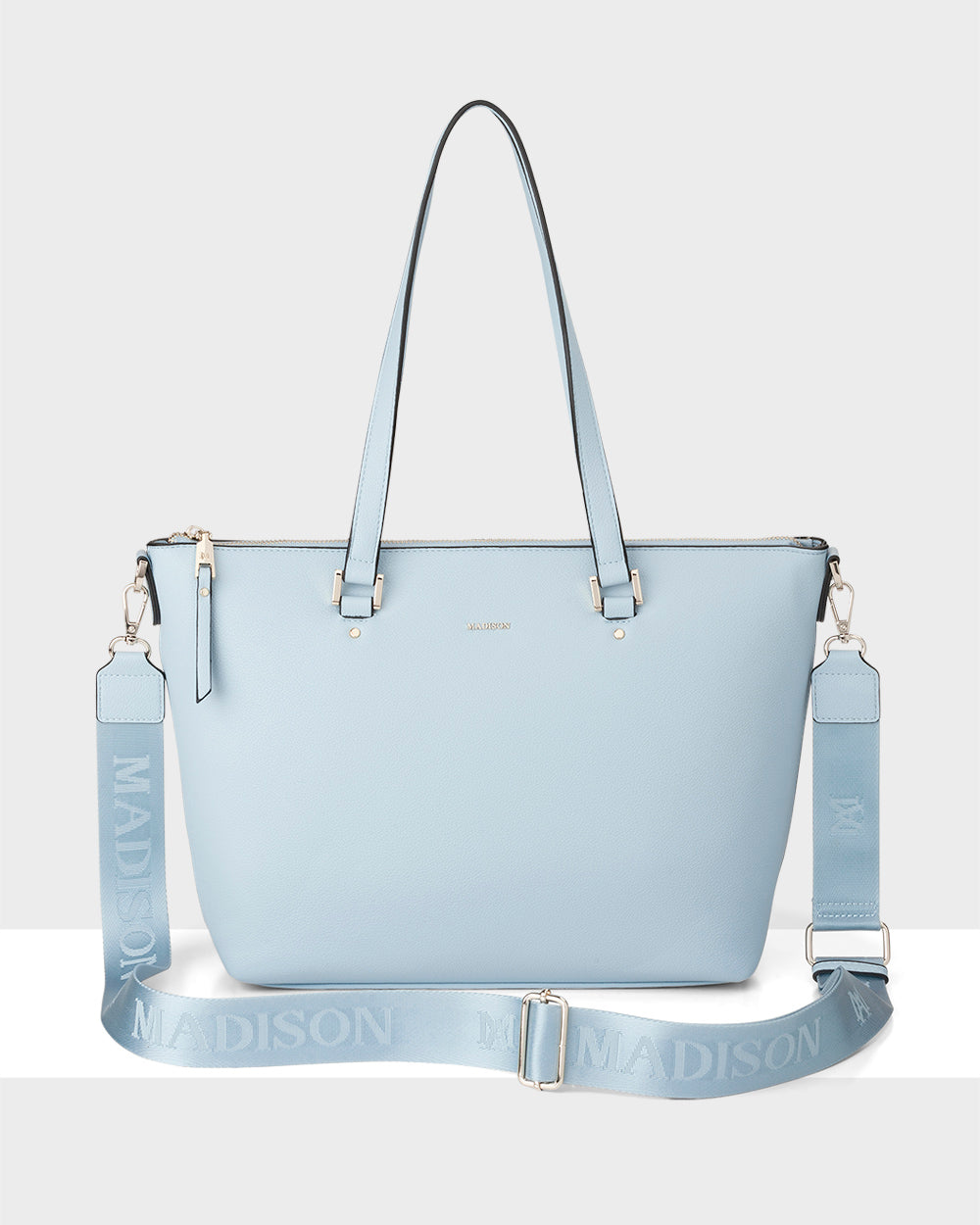 Vivian Medium Zip Top Tote With Monogram Strap-Handbags-PEROZ Accessories