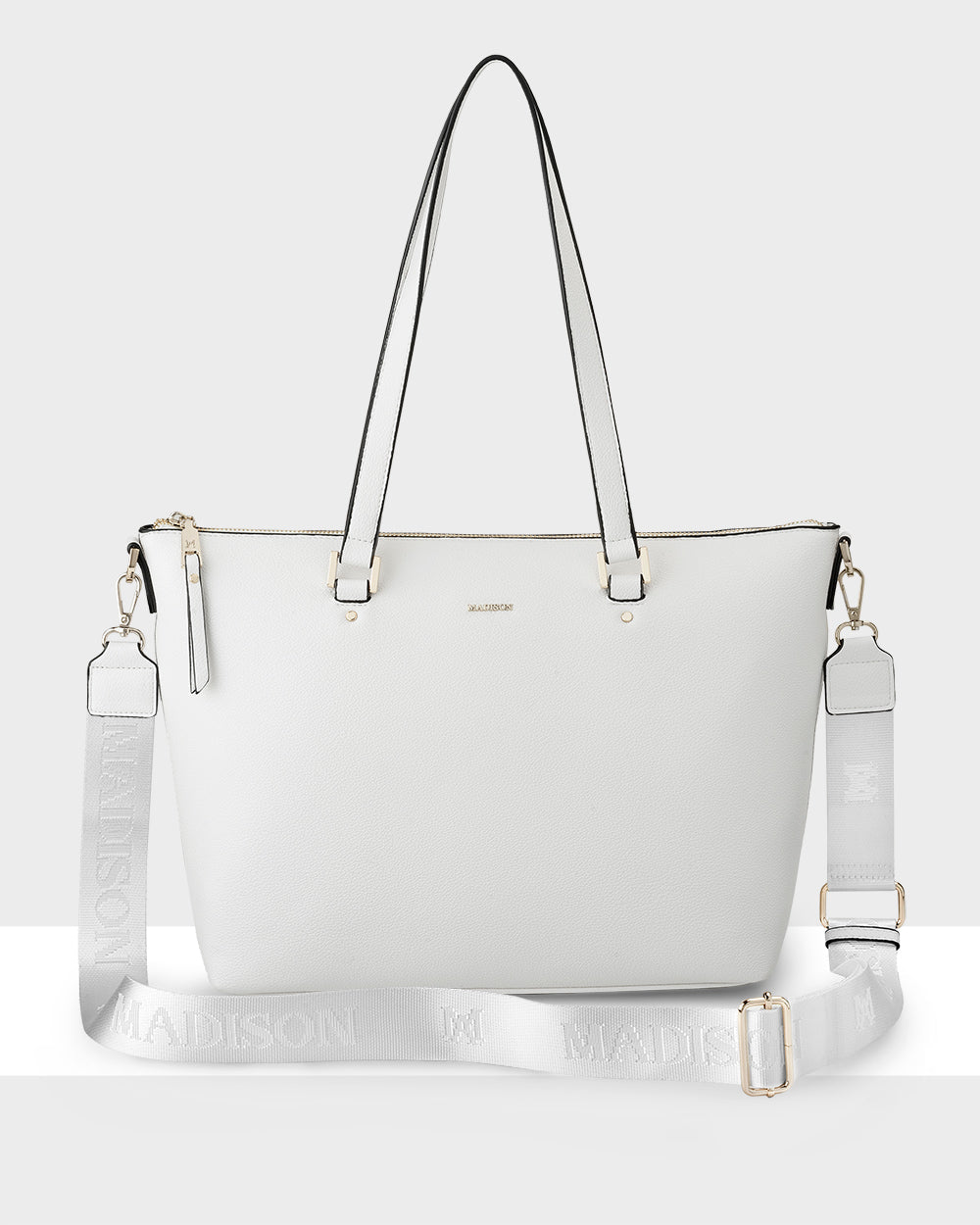 Vivian Medium Zip Top Tote With Monogram Strap-Handbags-PEROZ Accessories