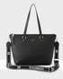 Vivian Medium Zip Top Tote With Monogram Stripe Strap-Handbags-PEROZ Accessories