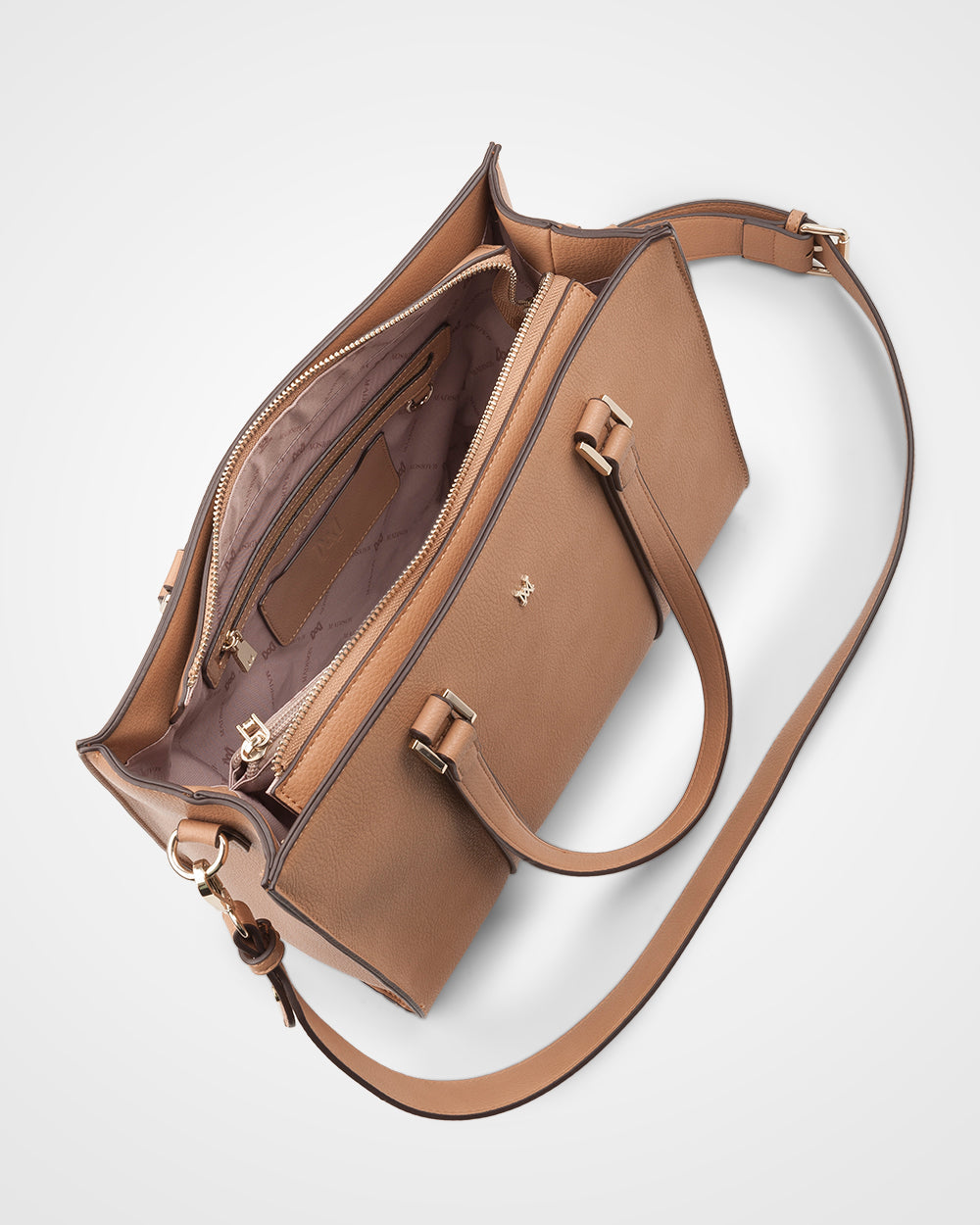 Riley Zip Top Tote With Crossbody Strap-Handbags-PEROZ Accessories