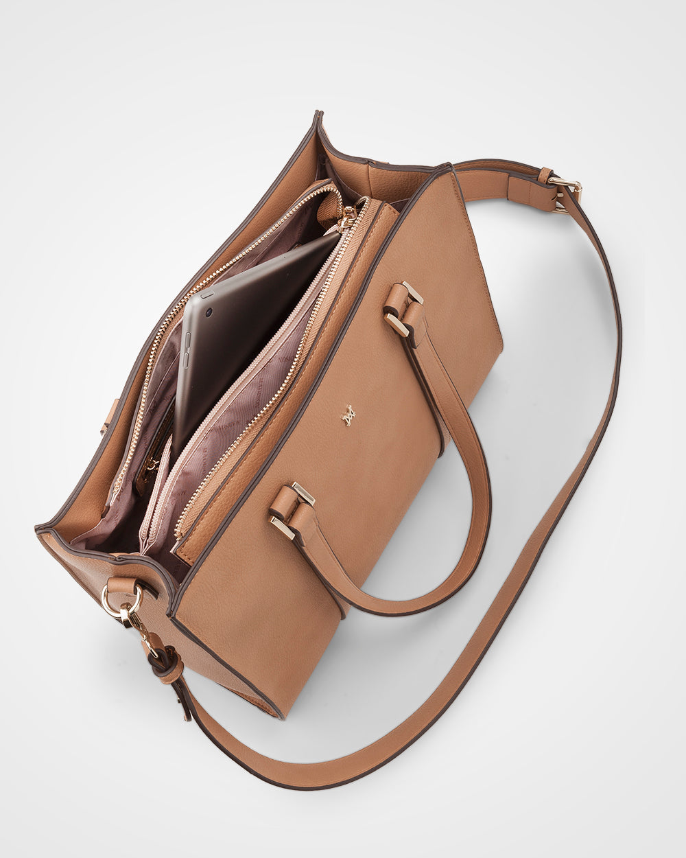 Riley Zip Top Tote With Crossbody Strap-Handbags-PEROZ Accessories