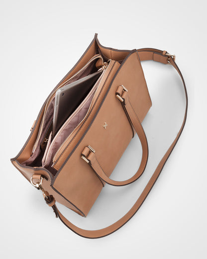 Riley Zip Top Tote With Crossbody Strap-Handbags-PEROZ Accessories