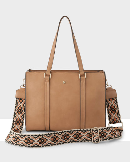 Riley Zip Top Tote + Aztec Bag Strap-Handbags-PEROZ Accessories