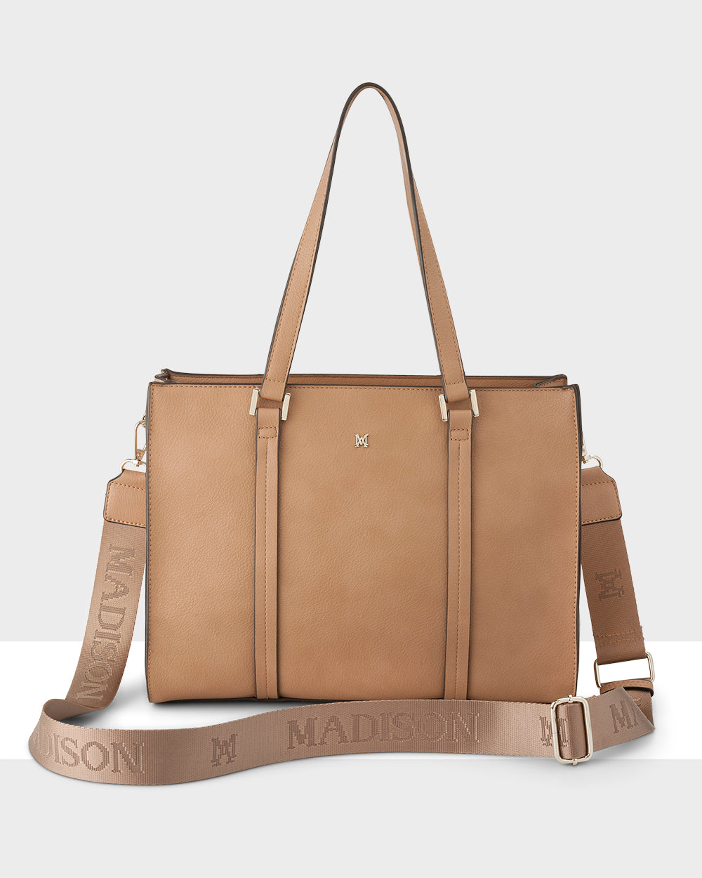 Riley Zip Top Tote + Monogram Bag Strap-Handbags-PEROZ Accessories