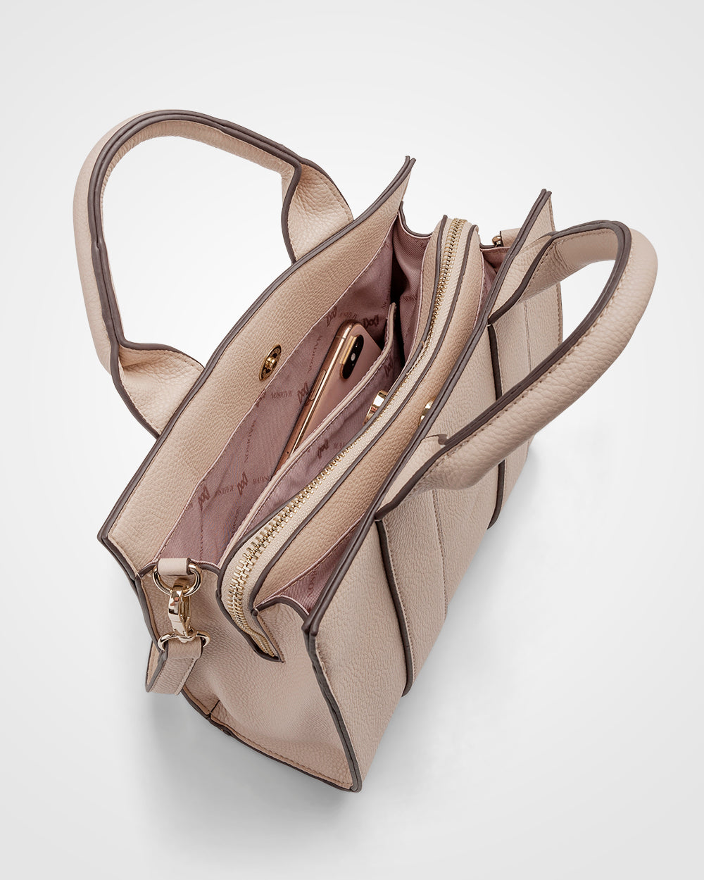 Nova Small Grab Tote With Metallic Stripe Strap-Handbags-PEROZ Accessories