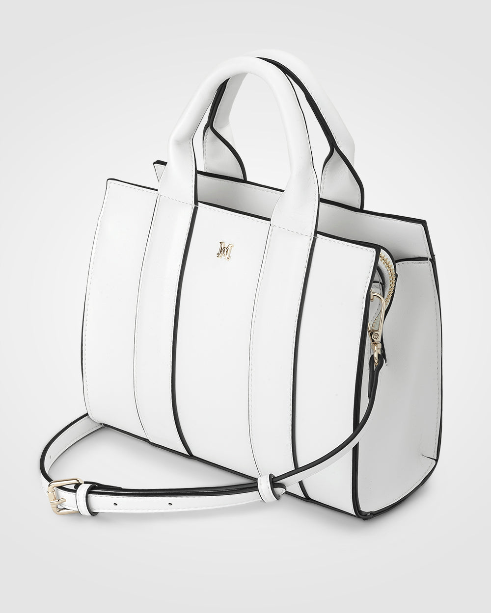 Nova Small Grab Tote With Monogram Stripe Strap-Handbags-PEROZ Accessories