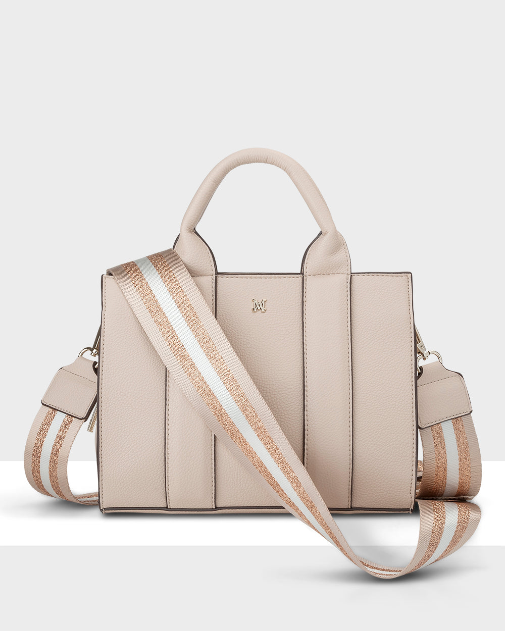 Nova Small Grab Tote With Metallic Stripe Strap-Handbags-PEROZ Accessories