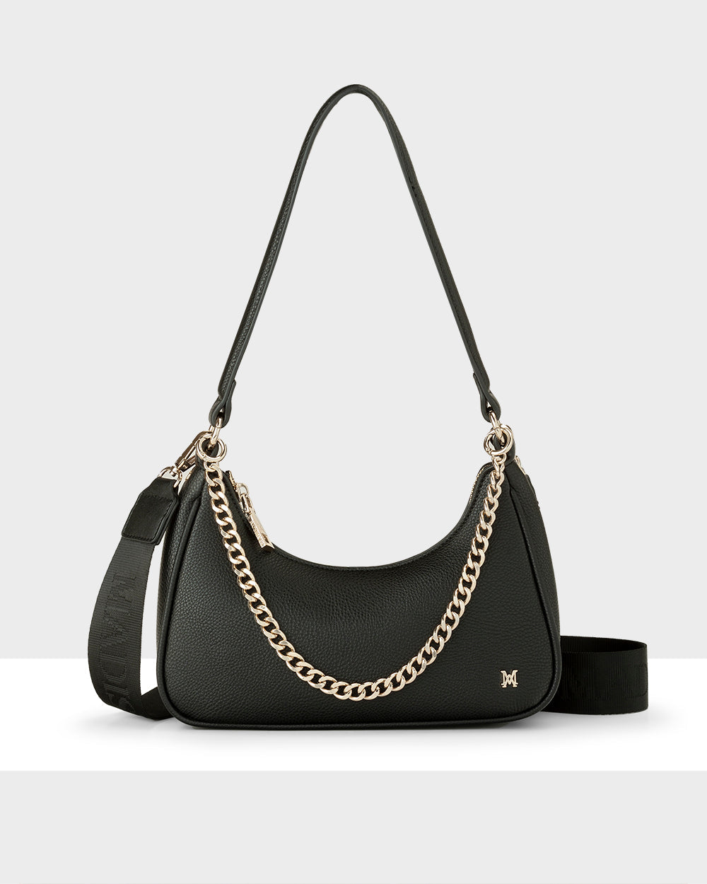 Kaylee Small Shoulder Bag With Chain, Short Strap &amp; Monogram Crossbody-Handbags-PEROZ Accessories