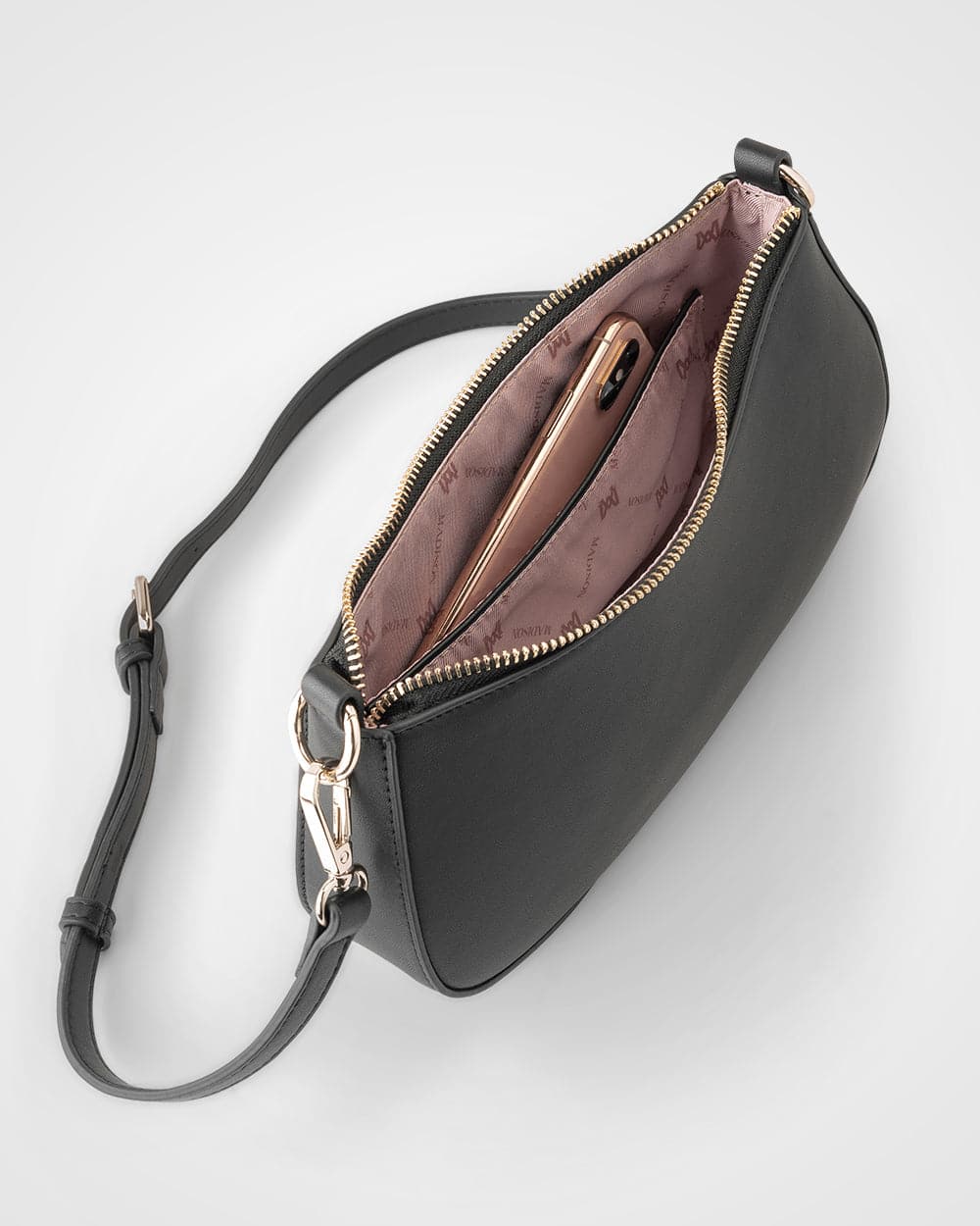 Alina Small Zip Top Shoulder Bag With Crossbody Strap-Handbags-PEROZ Accessories