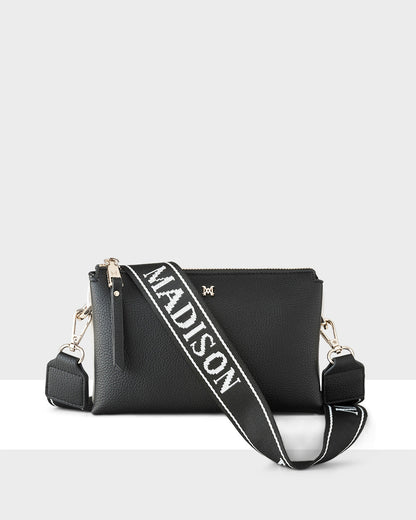 Josie Small 3 Compartment Crossbody Bag With Monogram Strap-Handbags-PEROZ Accessories