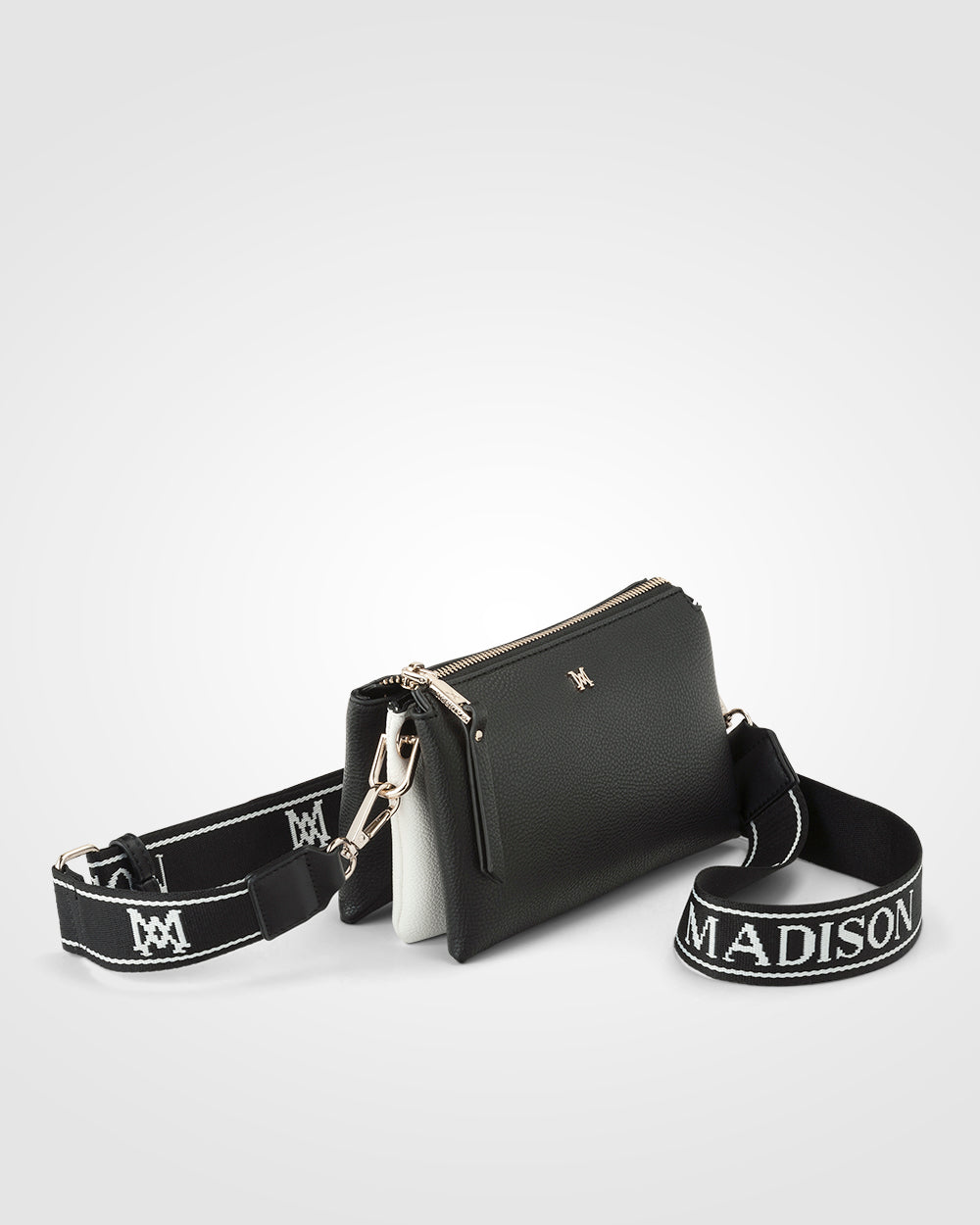 Josie Small 3 Compartment Crossbody Bag With Monogram Strap-Handbags-PEROZ Accessories