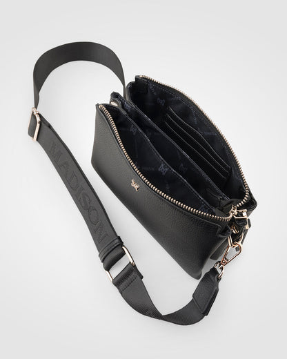 Josie Small 3 Compartment Crossbody Bag With Monogram Strap-Handbags-PEROZ Accessories