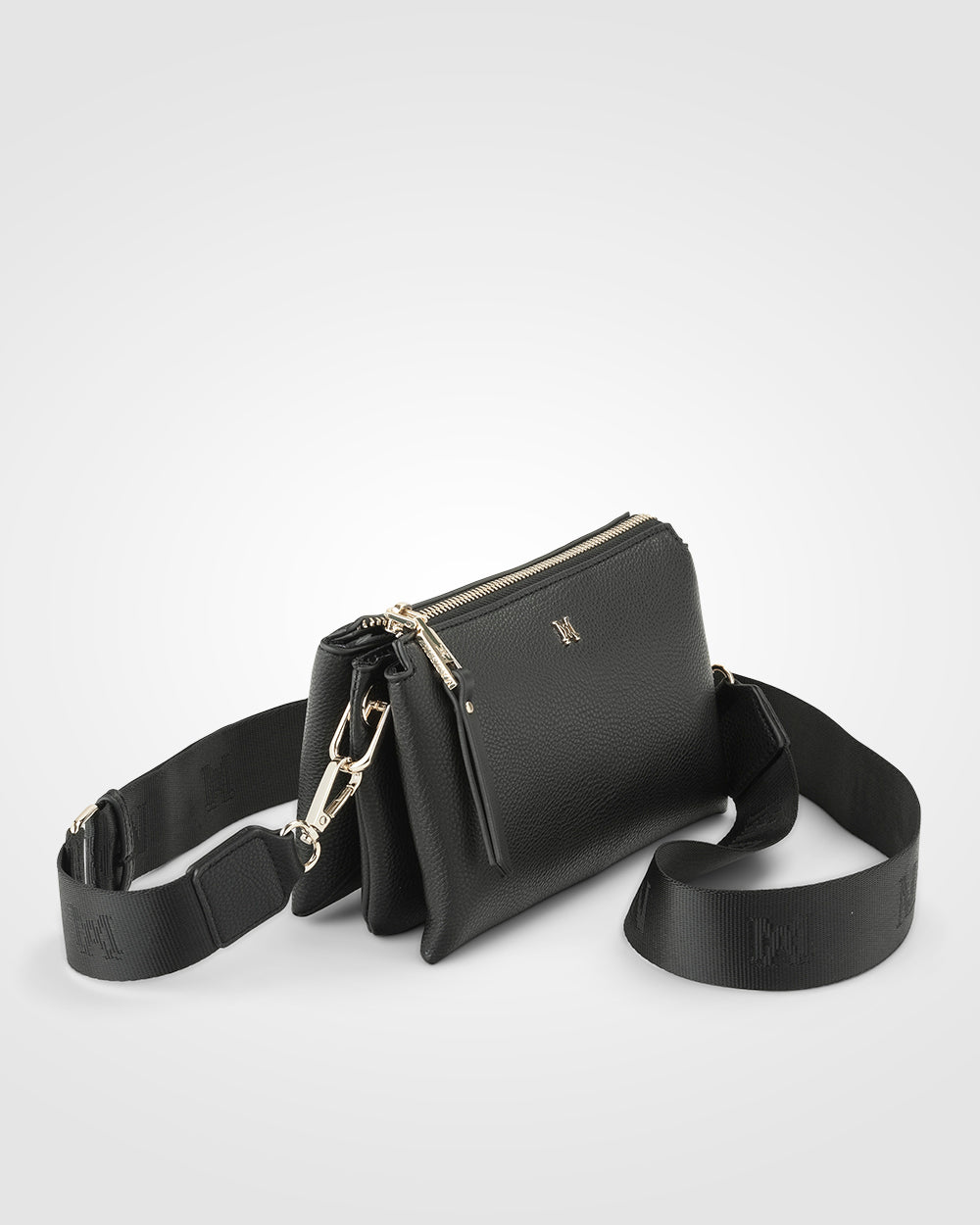 Josie Small 3 Compartment Crossbody Bag With Monogram Strap-Handbags-PEROZ Accessories