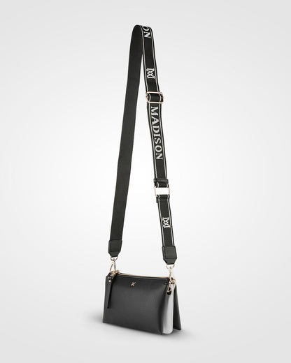 Josie Small 3 Compartment Crossbody Bag With Monogram Strap-Handbags-PEROZ Accessories