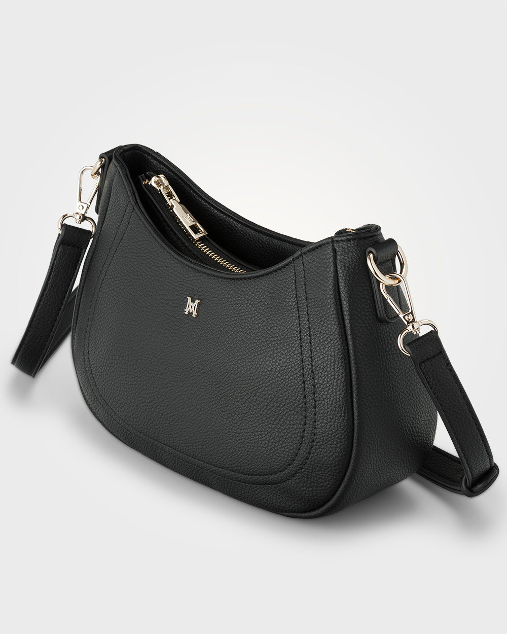 Simone Crescent Zip Top Small Crossbody Bag + Bright Stripe Bag Strap-Handbags-PEROZ Accessories