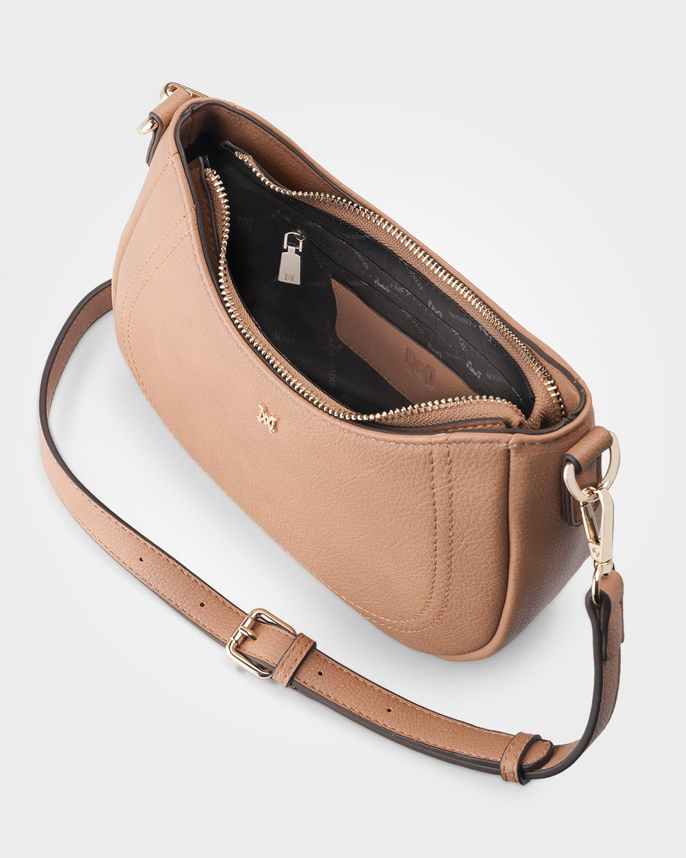 Simone Crescent Zip Top Small Crossbody Bag + Bright Stripe Bag Strap-Handbags-PEROZ Accessories