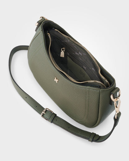 Simone Crescent Zip Top Small Crossbody Bag + Graphic Bag Strap-Handbags-PEROZ Accessories