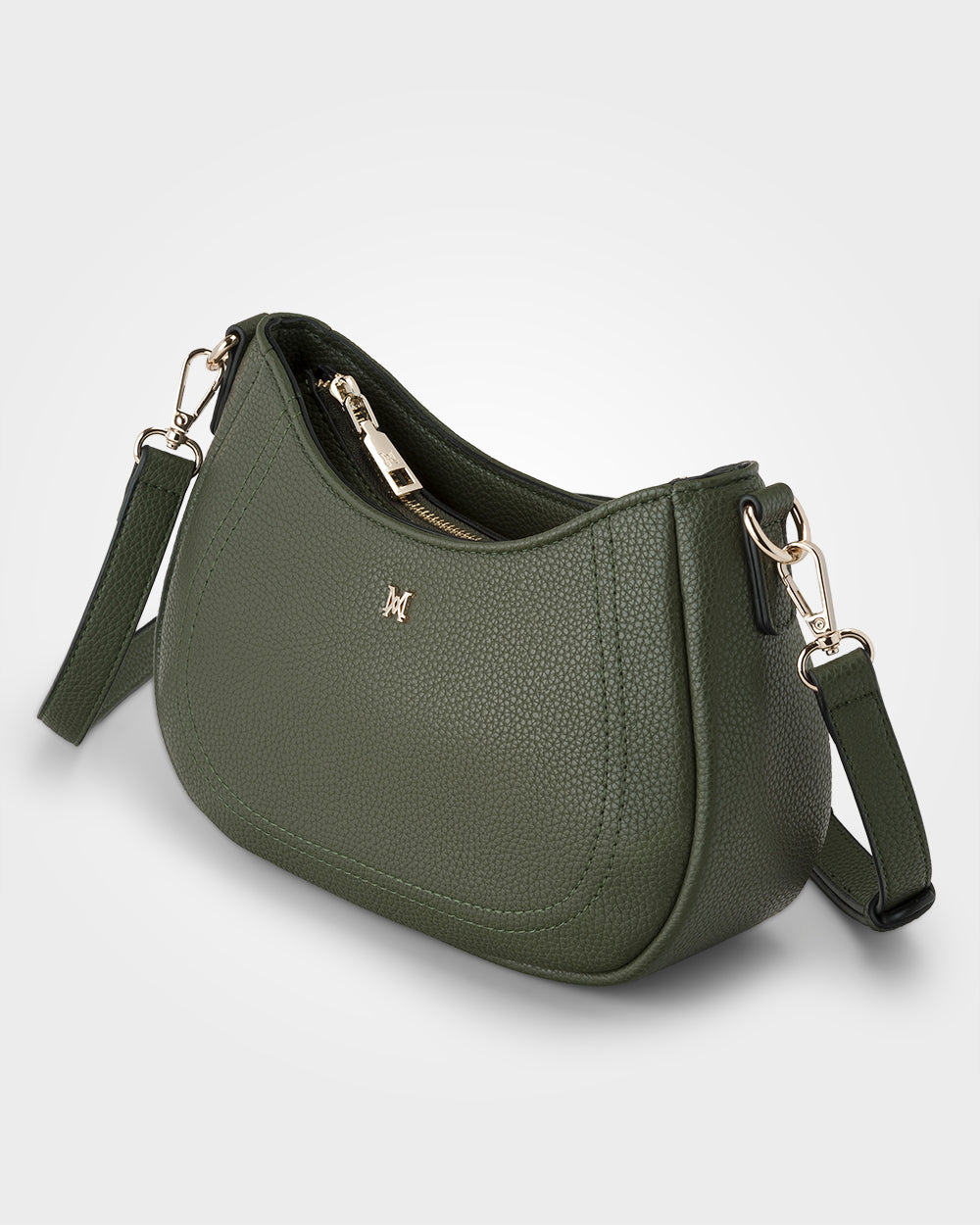Simone Crescent Zip Top Small Crossbody Bag + Monogram Bag Strap-Handbags-PEROZ Accessories