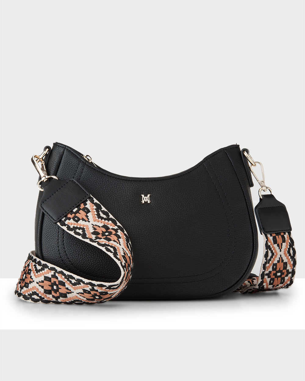 Simone Crescent Zip Top Small Crossbody Bag + Aztec Bag Strap-Handbags-PEROZ Accessories