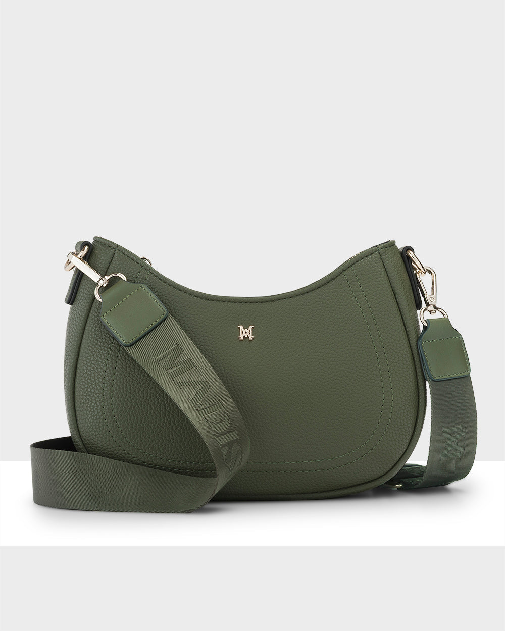 Simone Crescent Zip Top Small Crossbody Bag + Monogram Bag Strap-Handbags-PEROZ Accessories