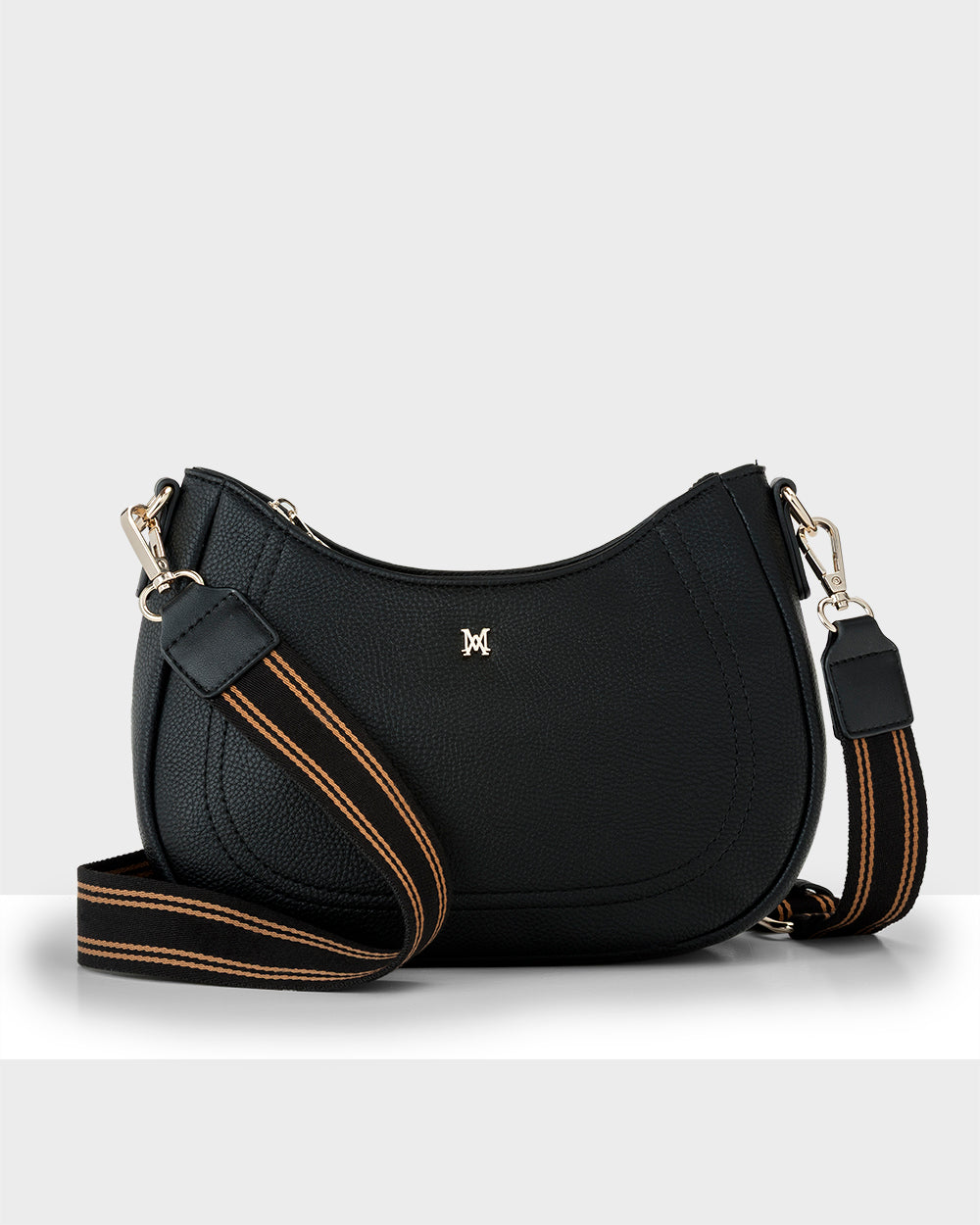 Simone Crescent Zip Top Small Crossbody Bag + Stripe Bag Strap-Handbags-PEROZ Accessories