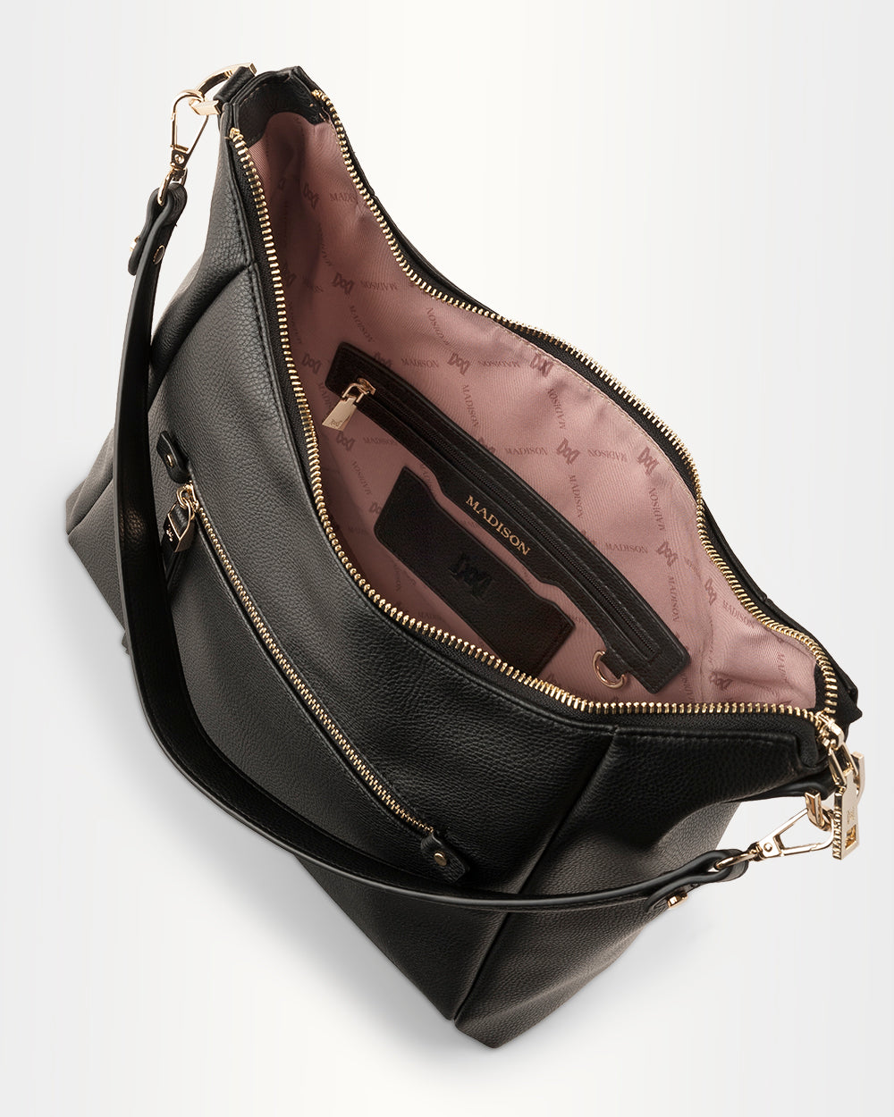 Raquel Soft Large Zip Pocket Hobo Shoulder Bag-Handbags-PEROZ Accessories