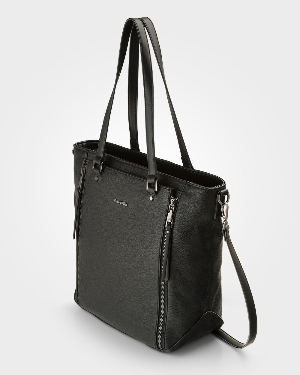 Amelia Large Zip Detail Tote With Crossbody Strap-Handbags-PEROZ Accessories