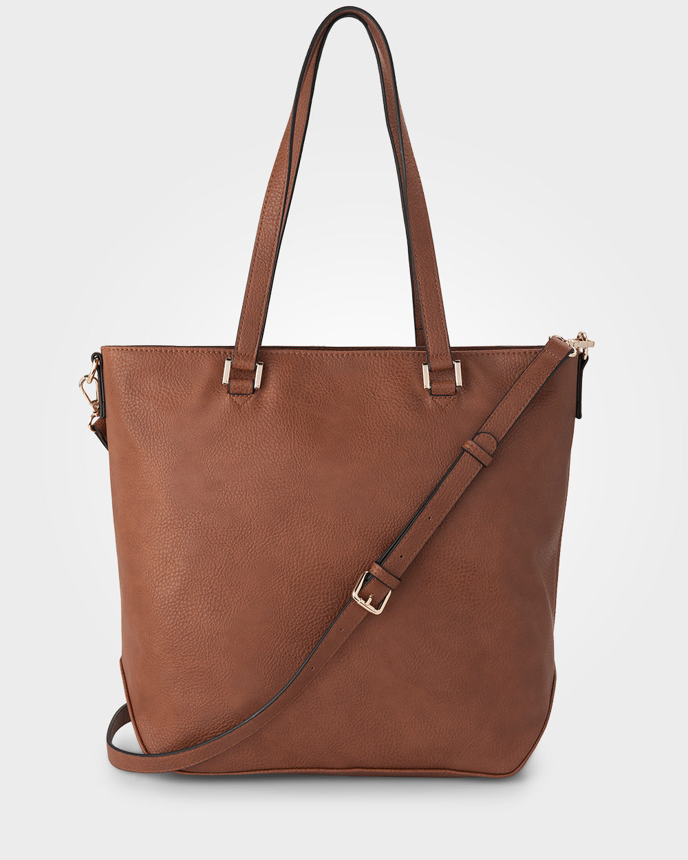 Amelia Large Zip Detail Tote With Crossbody Strap-Handbags-PEROZ Accessories