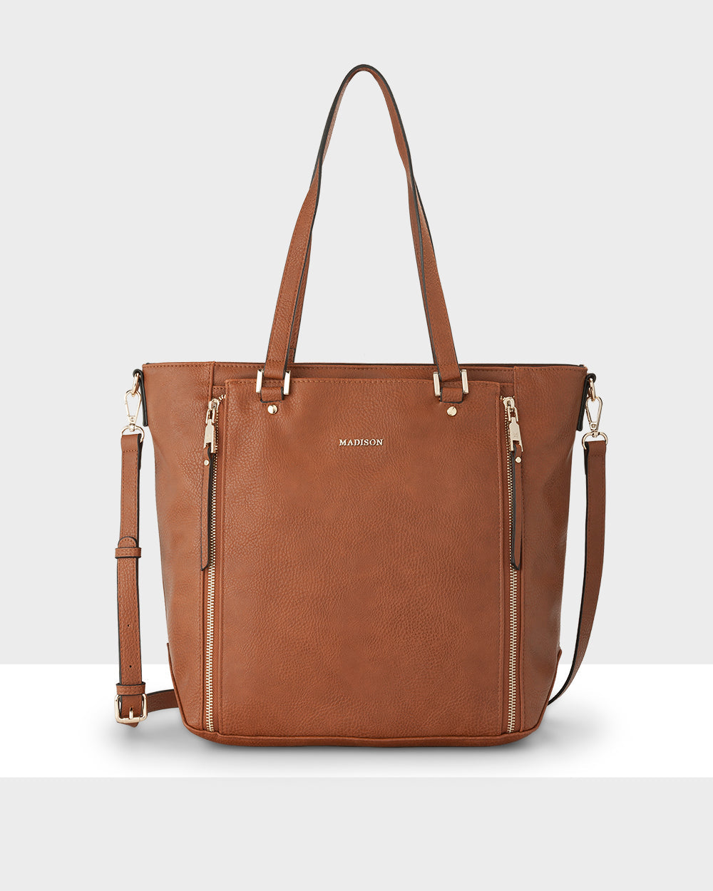 Amelia Large Zip Detail Tote With Crossbody Strap-Handbags-PEROZ Accessories