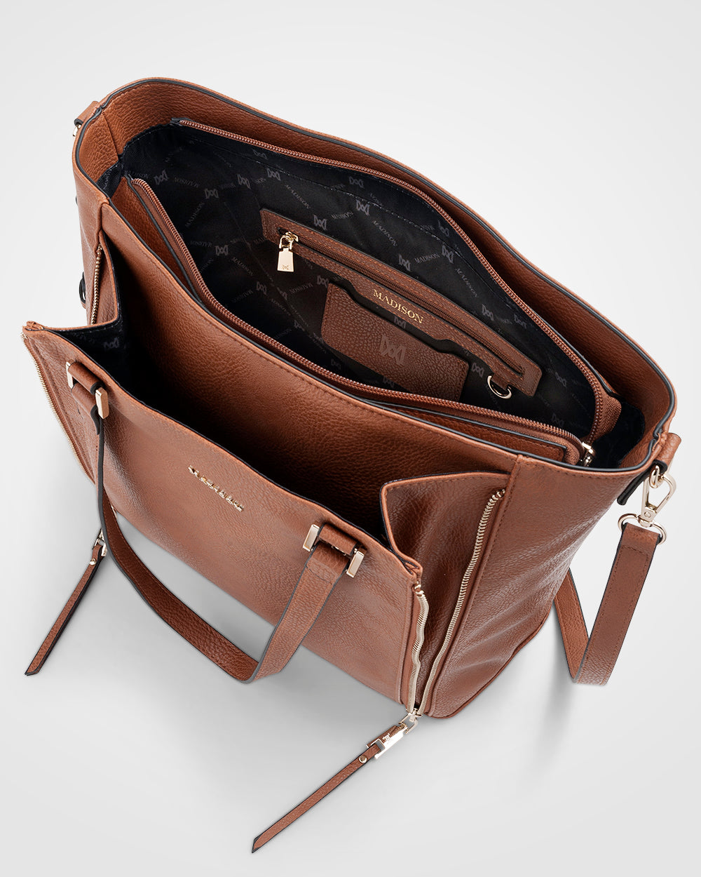 Amelia Large Zip Detail Tote With Crossbody Strap-Handbags-PEROZ Accessories