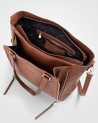 Amelia Large Zip Detail Tote With Crossbody Strap-Handbags-PEROZ Accessories