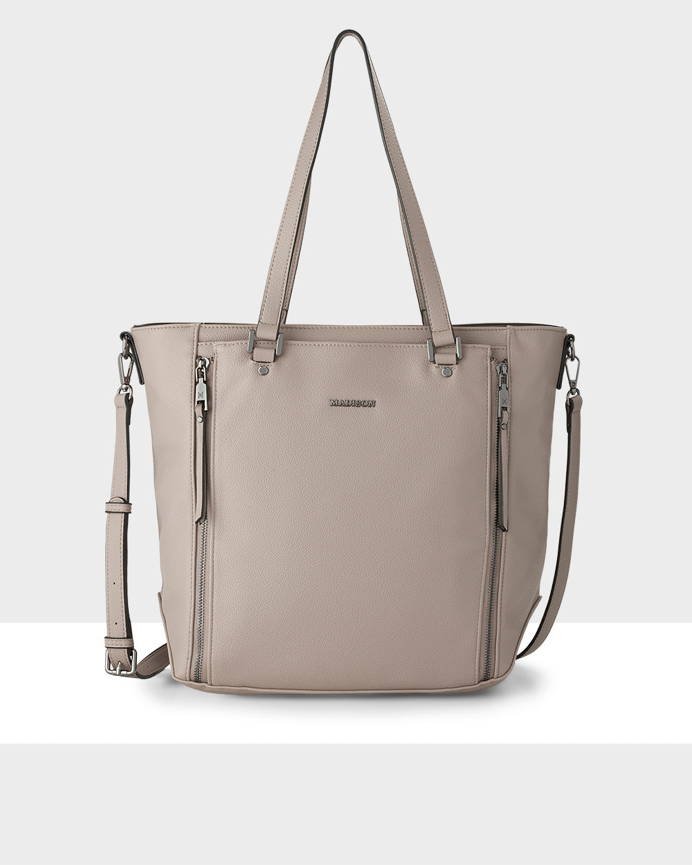 Amelia Large Zip Detail Tote With Crossbody Strap-Handbags-PEROZ Accessories