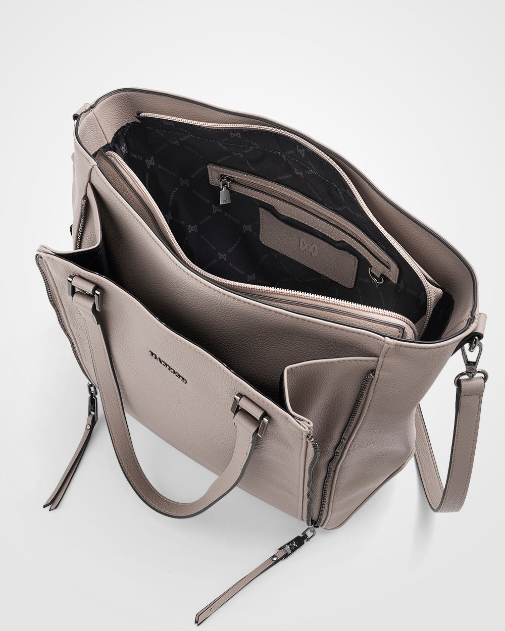 Amelia Large Zip Detail Tote With Crossbody Strap-Handbags-PEROZ Accessories