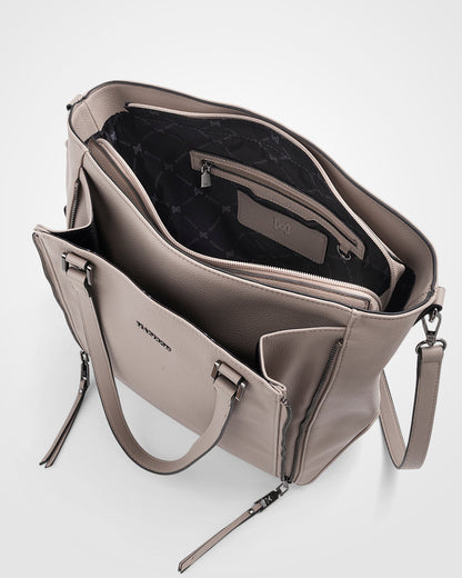 Amelia Large Zip Detail Tote With Crossbody Strap-Handbags-PEROZ Accessories